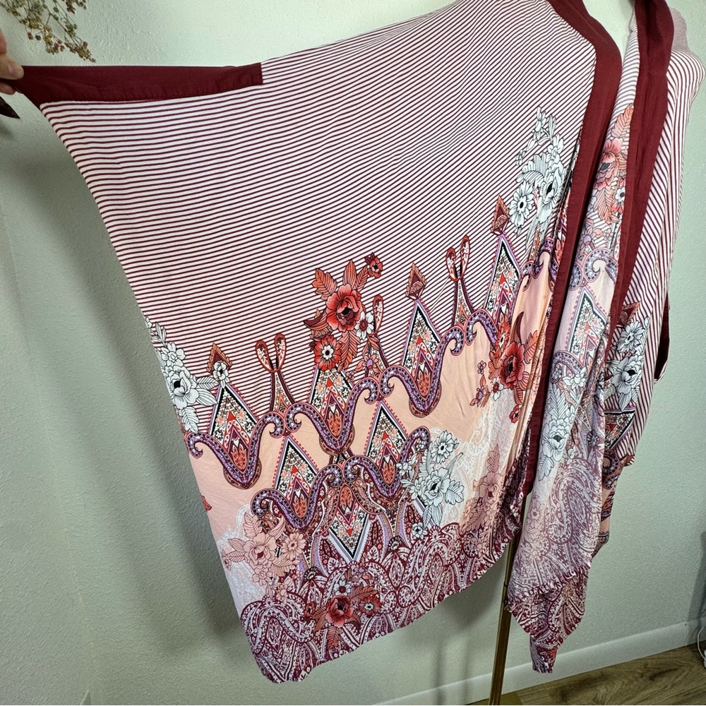 Soma Intimates Mixed Print Kimono Wrap Floral & Striped indie festival lounge - Picture 5 of 12